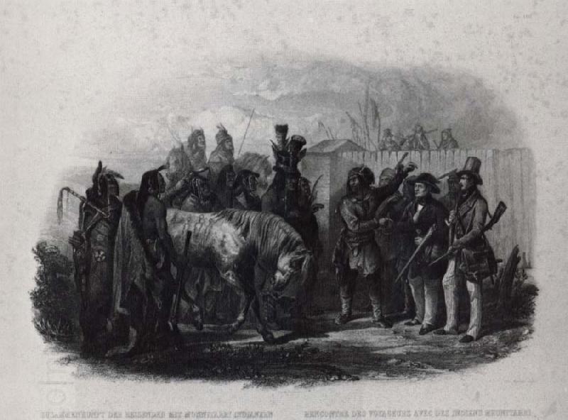 Karl Bodmer The Travelers meeting with Minnetarree indians near fort clark